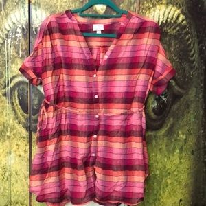 Women’s maternity plaid summer tunic size medium
